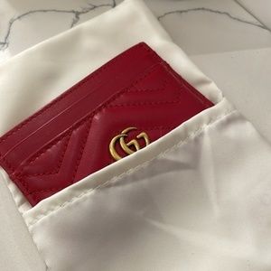 EUC Gucci GG Marmont Card Holder❤️RARE RED❤️ full set w gift receipt